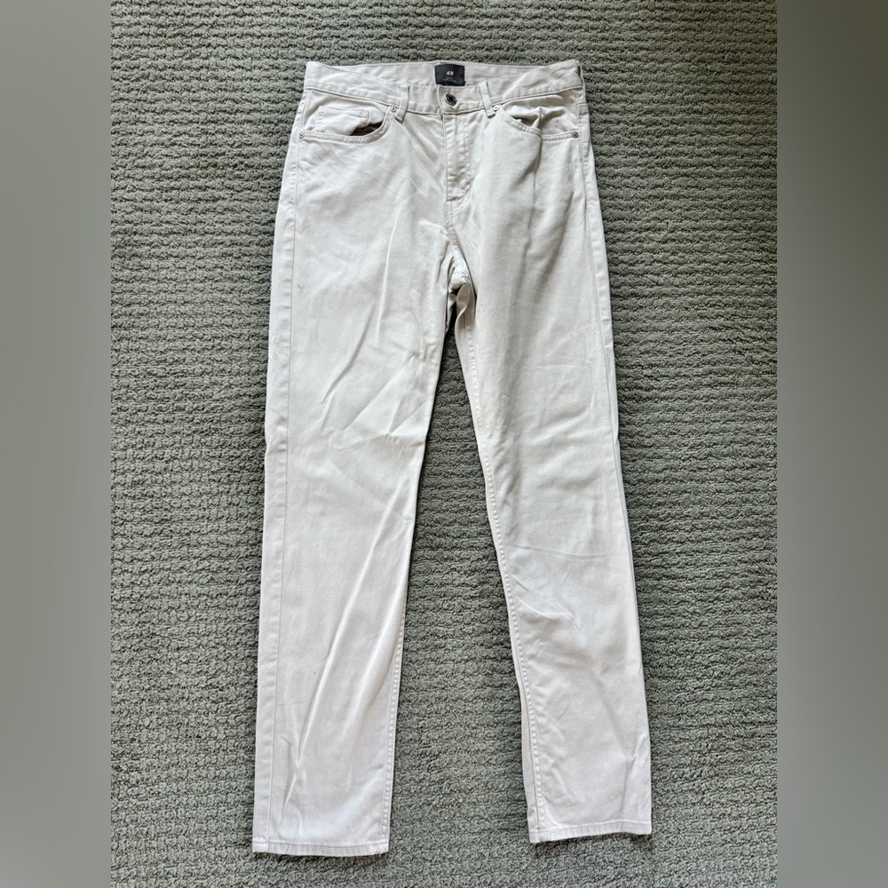 H&M Mens Chino 5 Pockets Pants Cream 29/32